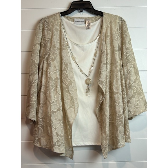 Alfred Dunner‎ Twinset Cardigan Blouse Women's Sz 16 - Picture 1 of 7